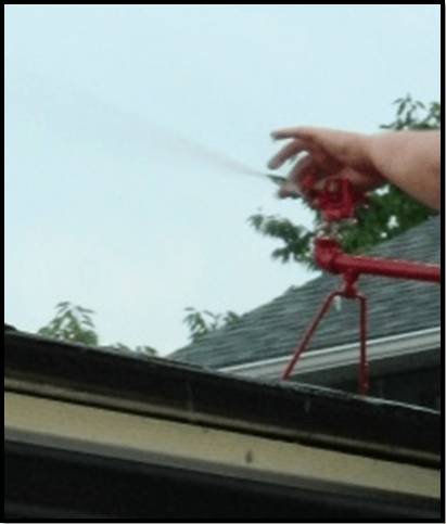 Adjust Desired Spray Direction Of Sprinkler Head To Soak Roof, deck and vegetation